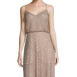 Adrianna Papell Art Deco Beaded Blouson Gown (Size 6)